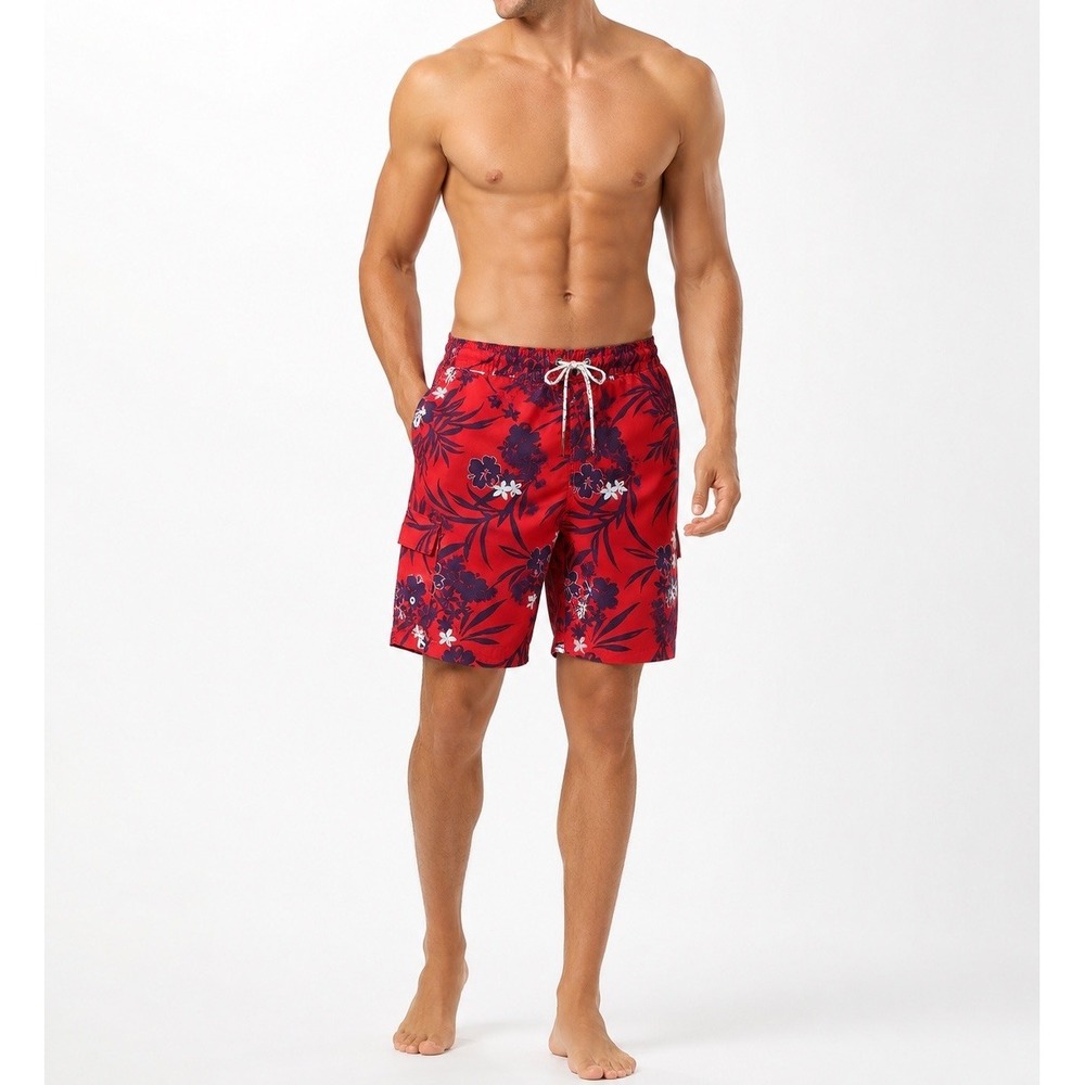 Tommy Bahama Relax‎ Men’s L Red Floral Swim Trunks Board Shorts 9”